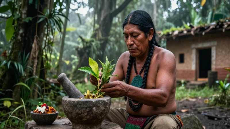 Plantas mágicas en México: tipos y efectos sorprendentes 6 Sacerdote mesoamericano con plantas en la selva
