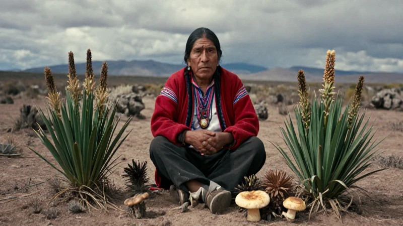 Plantas mágicas en México: tipos y efectos sorprendentes 3 Médico indígena en desierto con peyote