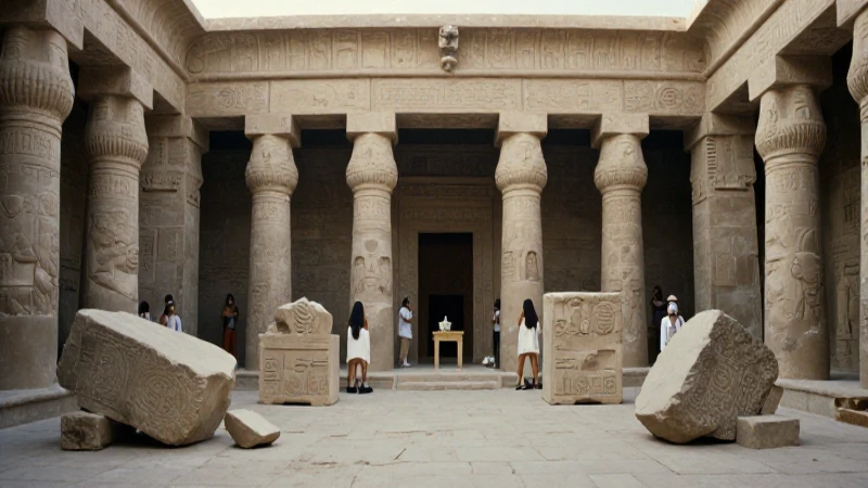 El Patio de los Altares y la Destrucción de la Gran Pirámide 9 Sacerdotes egipcios en antiguo patio ceremonial