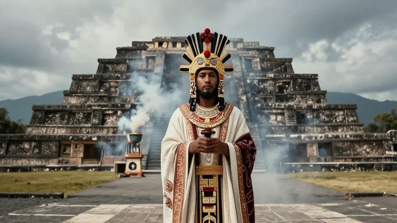 Sacerdote Tolteca en pirámide ceremonial de Cholollan