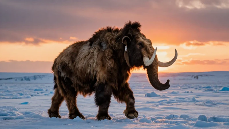 Pleistoceno: Era Glacial y su Impacto en la Evolución Humana 49 Cazador paleolítico con mamut en tundra glacial