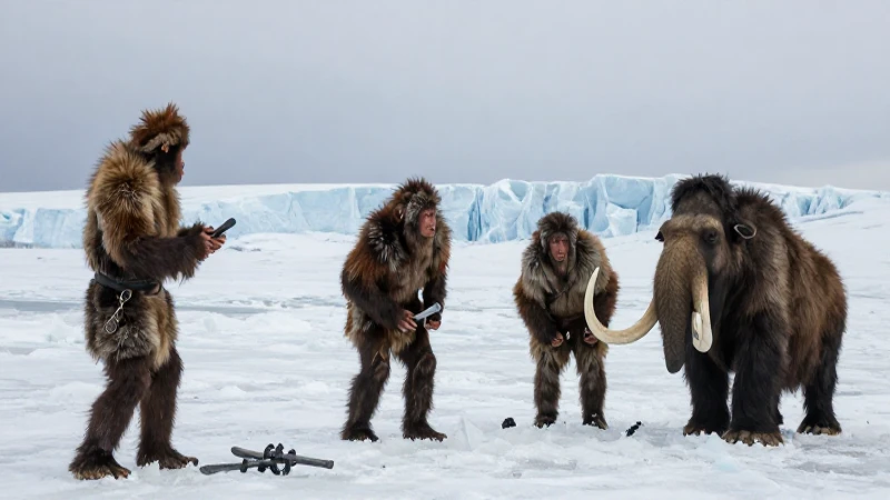 Pleistoceno: Era Glacial y su Impacto en la Evolución Humana 48 Hominidos cazando mamuts en el Pleistoceno