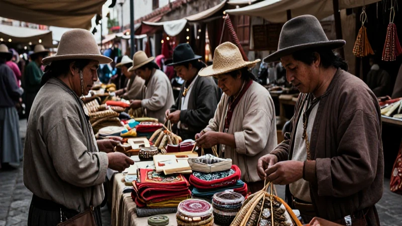 Pochtecas en vibrante mercado mesoamericano