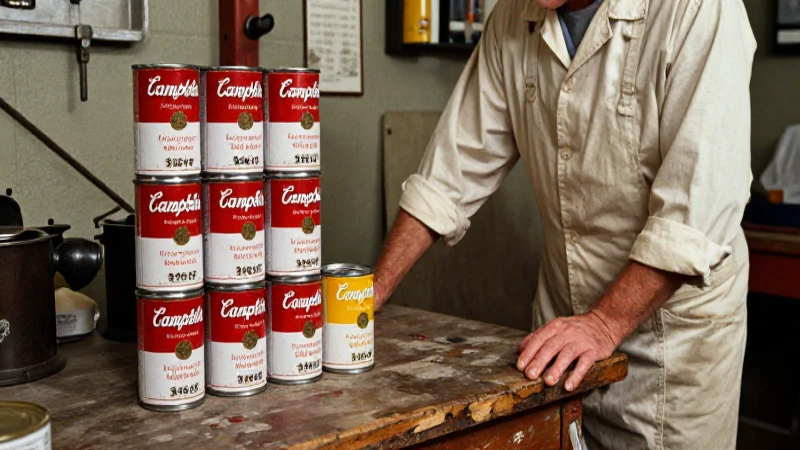 Artista vintage con latas de 1960