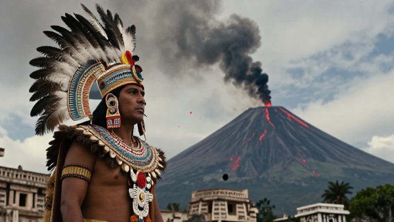 Popocatépetl: qué es la legendaria lluvia de fuego en México 161 Sacerdote azteca ante el imponente Popocatépetl