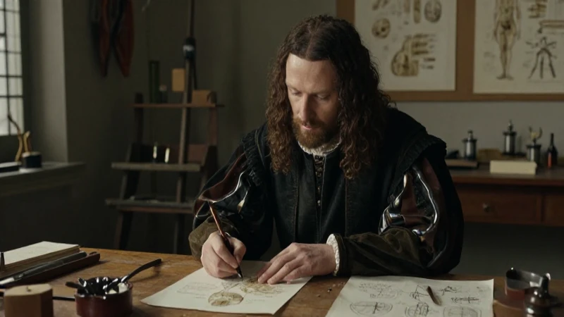 Da Vinci estudia anatomía en su taller renacentista