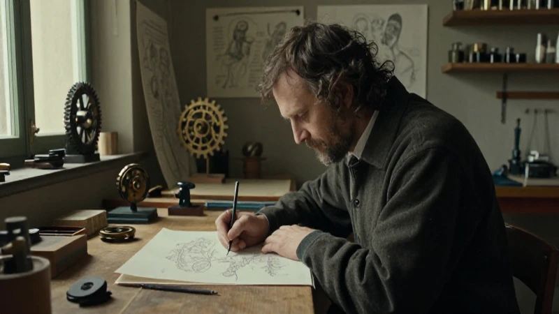 Leonardo diseña en su taller con luz natural