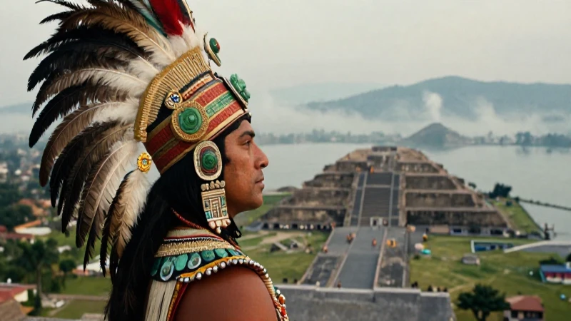 Noble azteca sobre Tenochtitlan místico