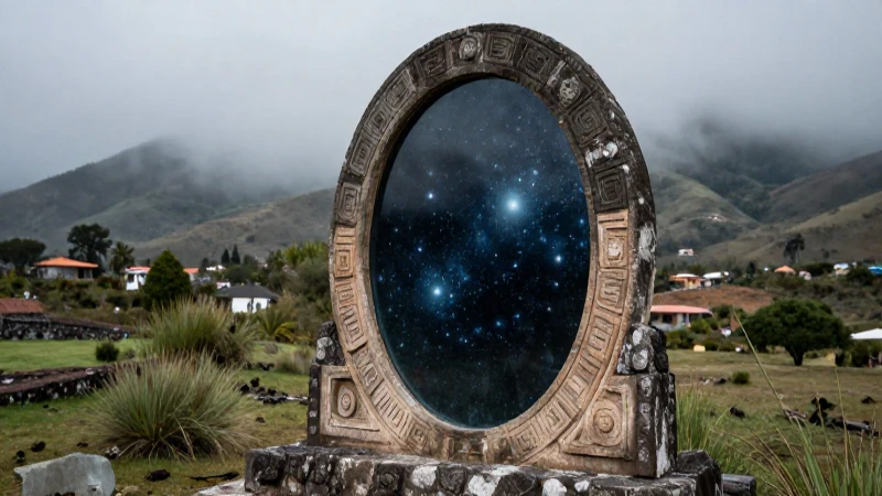Sacerdote purépecha frente a un cielo misterioso