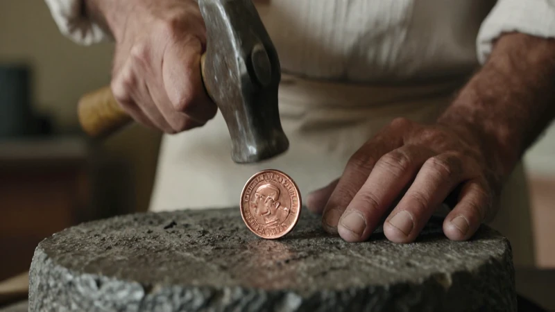 Orfebre hispano de Nueva España golpeando monedas