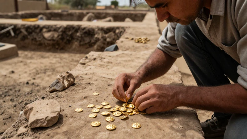 Arqueólogos examinan monedas de oro en México