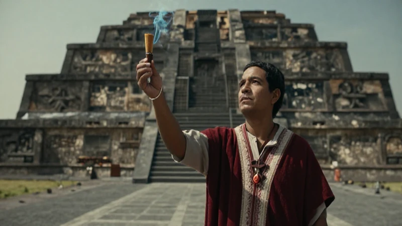 Sacerdote mexica con incienso en el Templo Mayor