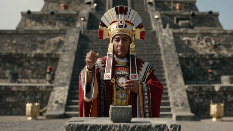 Sacerdote Mexica en un ritual solemne en Tenochtitlan