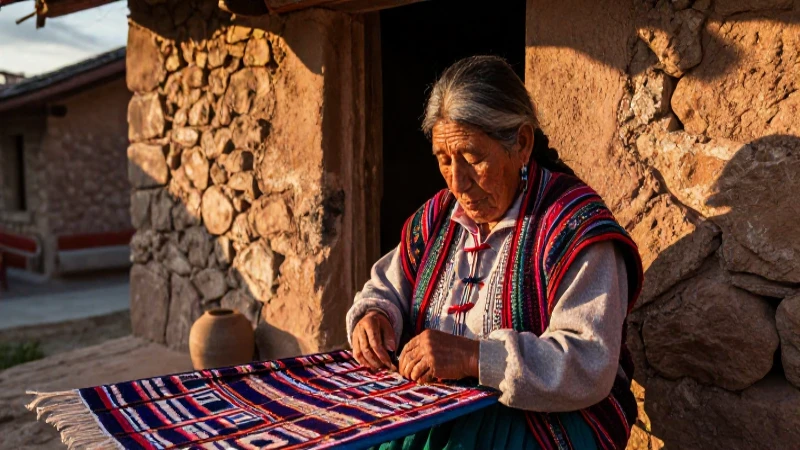 Anciana zapoteca teje textiles en Oaxaca