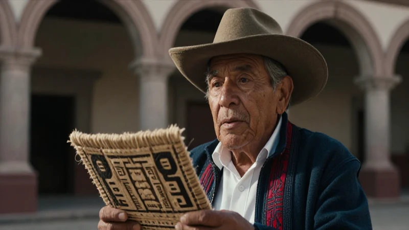 Retrato épico de anciano purépecha, estilo documental