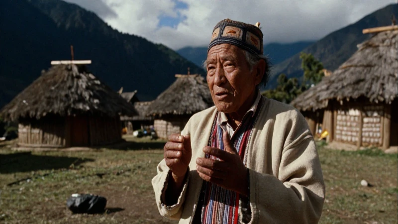 Anciano Qatoc en su aldea ancestral