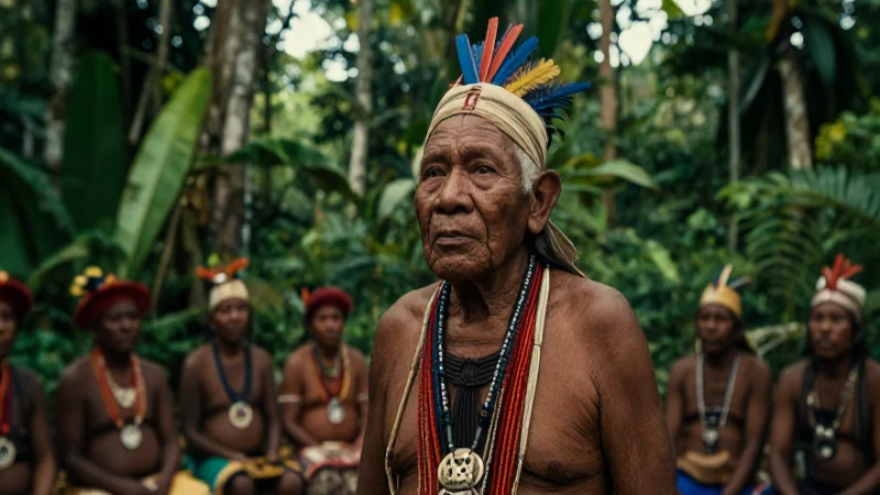 Anciano Qatoc en Amazon, retrato tribal real