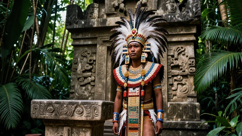 Cómo se conectaban los aztecas con la naturaleza y sus dioses 57 Sacerdote azteca ritual en templo selvático
