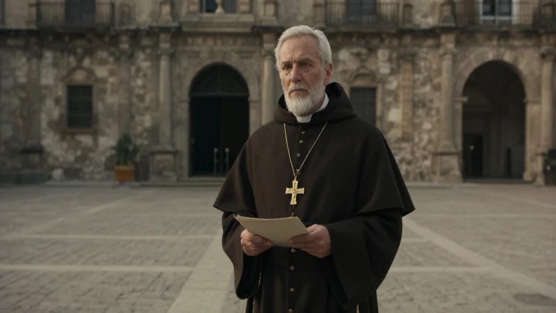 Fraile colonial en luz dramática