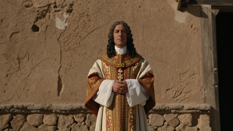 Sacerdote colonial en misión, luz dramática