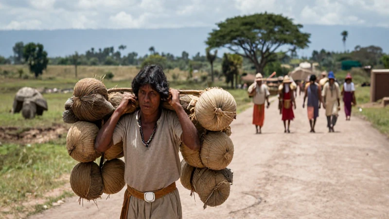 Comerciante mesoamericano en una ruta de intercambio antiguo