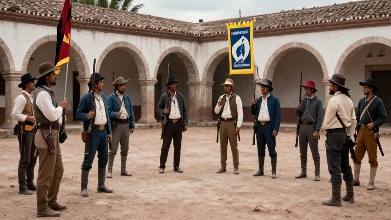 Qué es el Plan de Tuxtepec: Objetivos y Contexto Histórico 2 Revolucionarios mexicanos del siglo XIX en una plaza colonial
