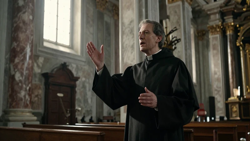 Sacerdote jesuita pregonando en iglesia barroca