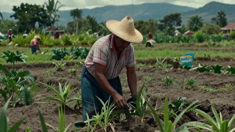 Agricultor Mixteco en su campo tradicional