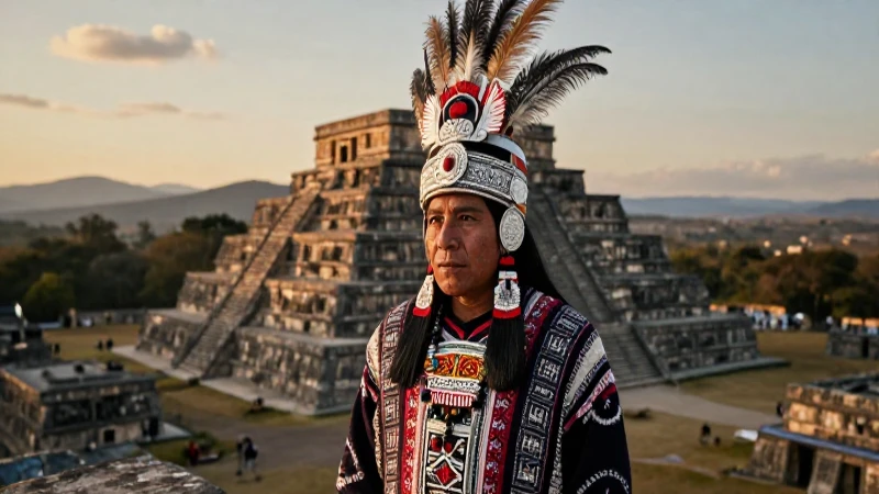 Noble Mixteco en ruinas ancestrales de Oaxaca