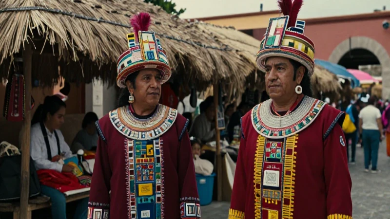 Noble azteca en Tlatelolco, vibrante mercado histórico