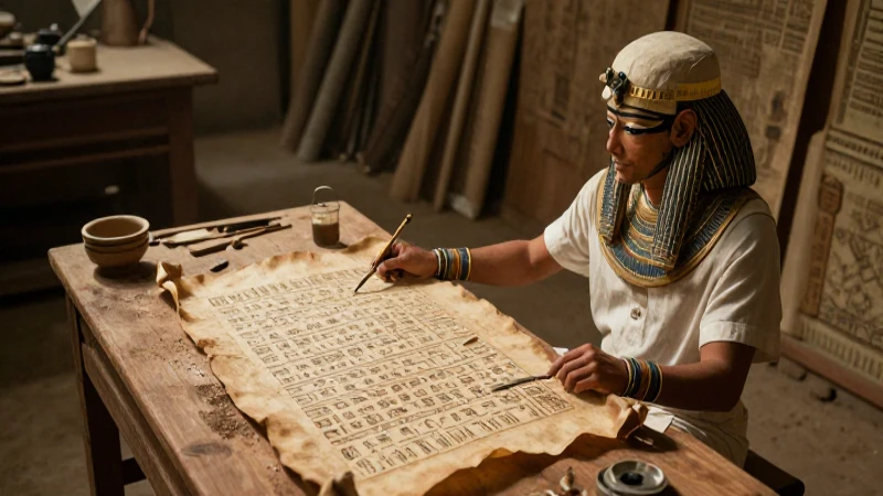 Qué es un manuscrito pictográfico y su importancia histórica 7 Escribas antiguos en taller con papiro