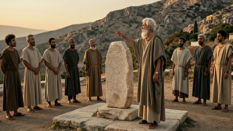 Anciano griego en ritual histórico mediterráneo