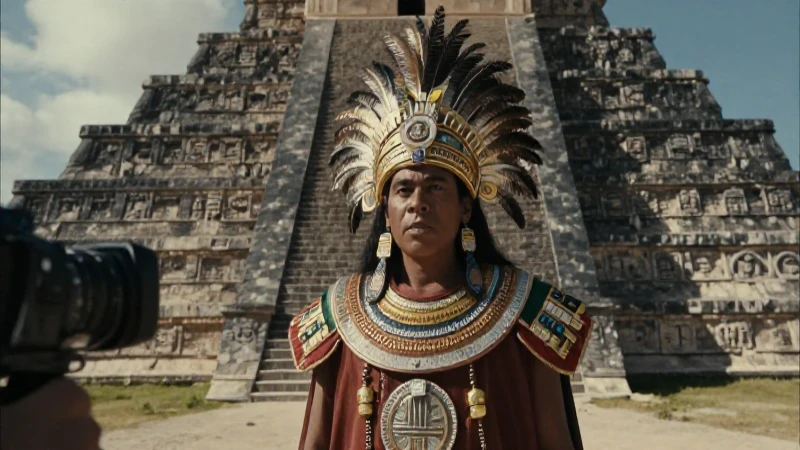 Qué importancia histórica y cultural tiene Tula para los Mexicas 2 Mexica gobernante en pirámide de Tula, realismo épico