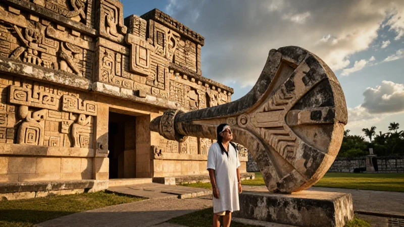 Qué importancia histórica y cultural tiene Tula para los Mexicas 4 Noble Mexica contempla escultura Tolteca en Tula