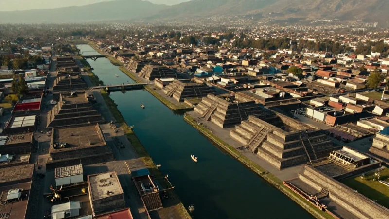 Qué fue Tenochtitlán: Historia y cultura de la gran ciudad 22 Vistas aéreas de Tenochtitlan en el atardecer