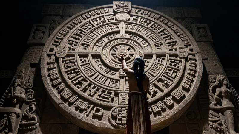 Sacerdote azteca con calendario en Tenochtitlan