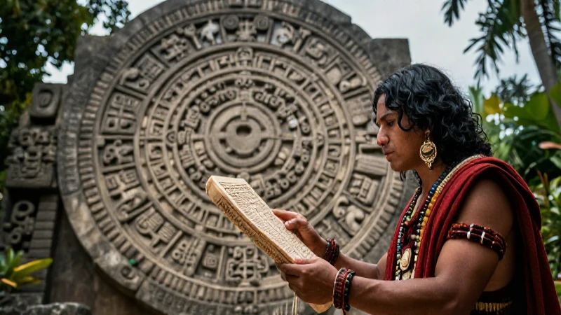 Cuál es el significado y características del Calendario Azteca 2 Sacerdote azteca estudia códices antiguos