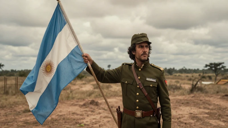 Cuál es la definición, historia y características de la bandera argentina 25 Oficial revolucionario con bandera en la pampa
