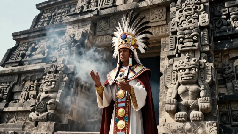 Sacerdote Mexica en templo de Tenochtitlan