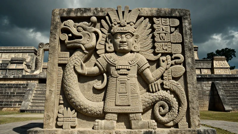 Relieve monumental de Quetzalcóatl en Tenochtitlan
