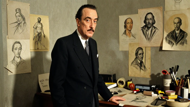 Dalí en su estudio surrealista, luz natural