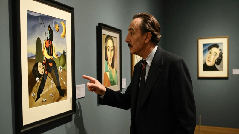 Dalí en Barcelona visitando una exposición surrealista