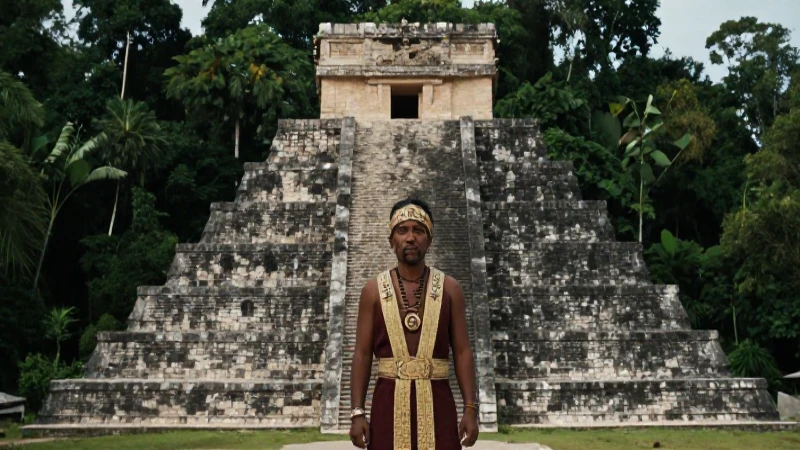 Noble maya en pirámide en la selva