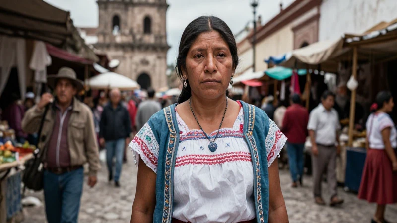 Mujer mestiza en mercado colonial del siglo XVIII
