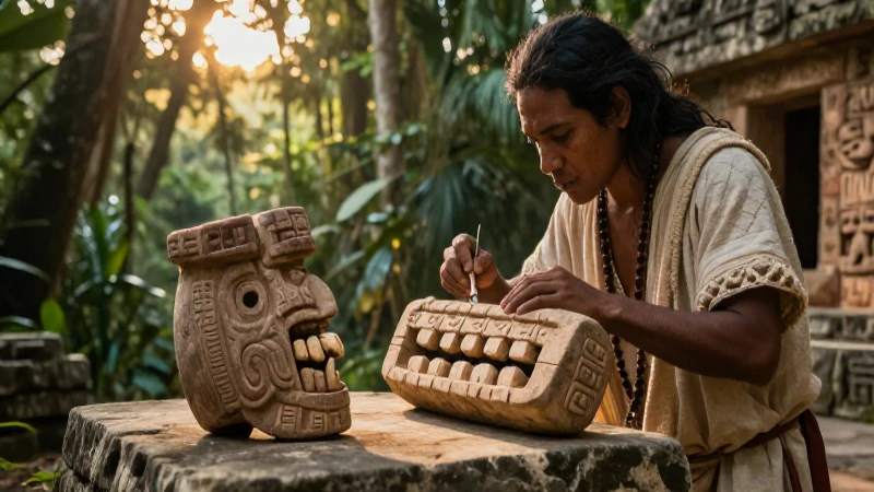 Raspadores prehispánicos: Un viaje a su antigüedad y uso 40 Ritual Maya antiguo en templo selvático
