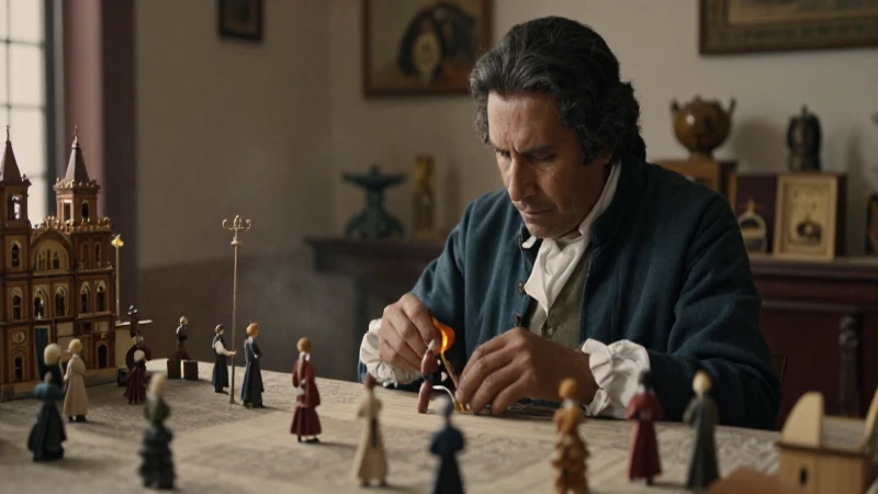 Maestro artesano construye modelo de plaza colonial