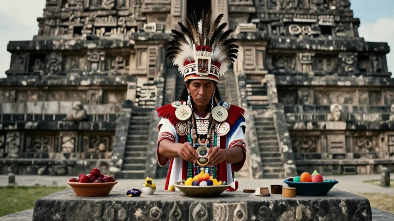 Sacerdote mexica en rituales ancestrales majestuosos