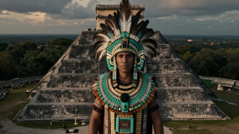 Cuáles eran las deidades, mitos y sacrificios sagrados aztecas 33 Sacerdote azteca en ritual dramático en pirámide