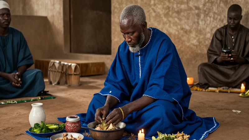 Curandero africano en ritual de sanación