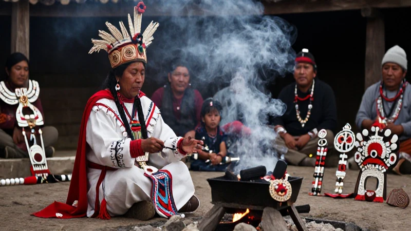 Shaman Cora realizando ritos sagrados y antiguos